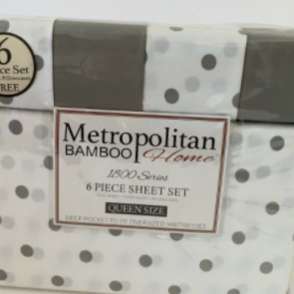 Queen Six Piece Sheet Set 1800 Deep Pocket Silver White - Picture 2 of 3